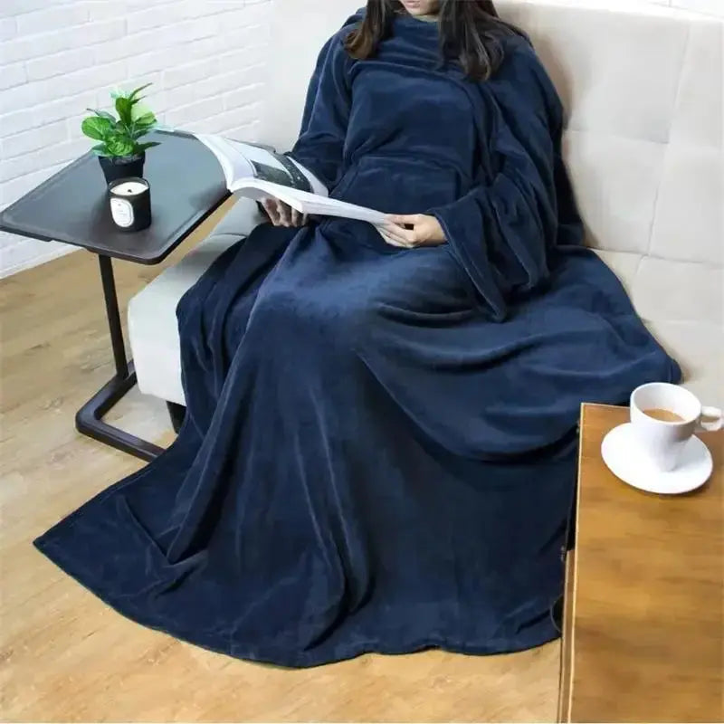 Home Wearable Adult Blanket Large Pocket Multifunctional Lazy Sleeve Blanket Antistatic Flannel Blanket TV Sofa Blanket Watra