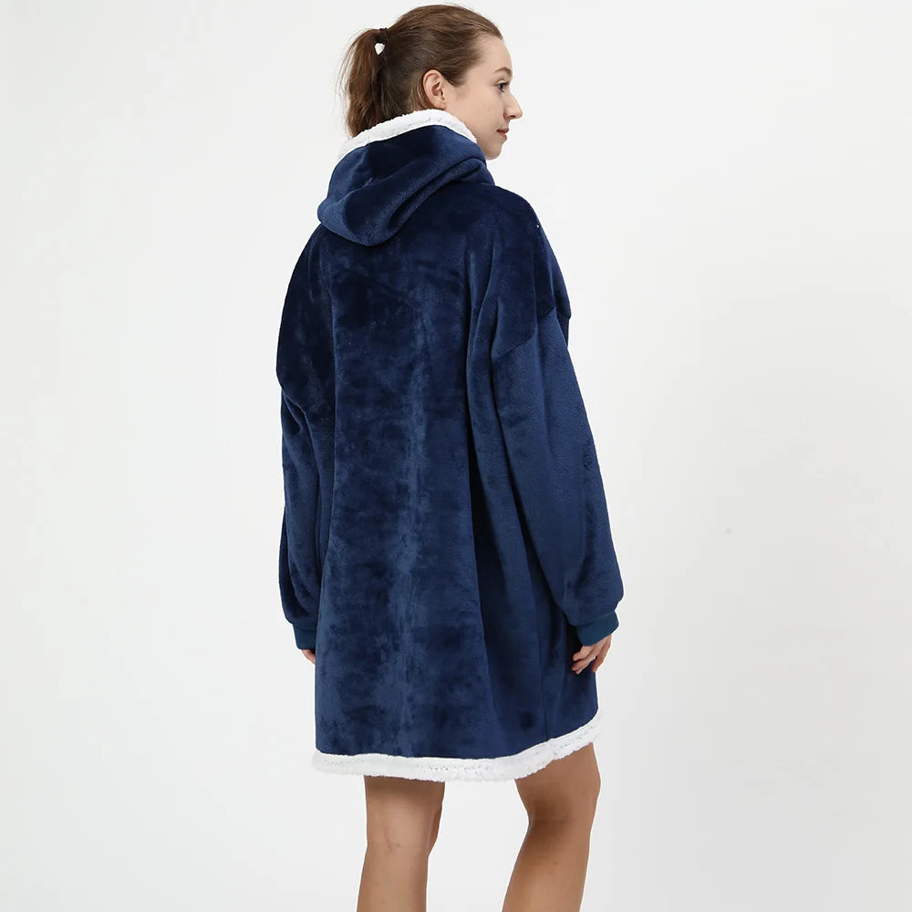 Wearable Blanket Hoodie, Oversized Hooded Blanket Sweatshirt, Hooded Blanket Sweater, Oversized Warm Plush Leisure Blanket, with Hooded Sleeve Pockets, Double-Layer Large Pockets for Petting Cats, Soft and Comfortable, Packab Watra