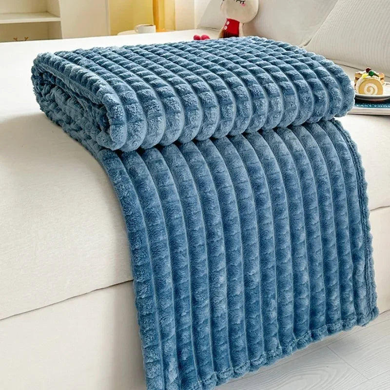 Solid Color Imitation Fur Plaid Flannel Blanket Winter Office Nap Blanket Air Conditioner Blanket Sofa Blanket Watra
