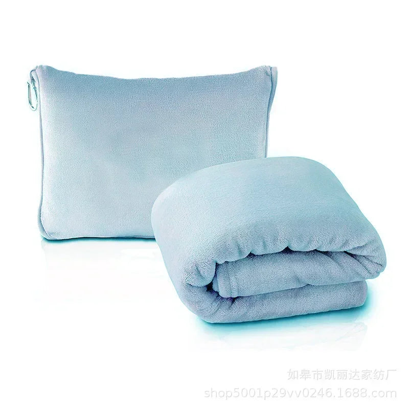 Coral Fleece Airplane Blankets Soft Warm Fluffy Multi Functional Portable Cuddle Cution Pillow 2 in 1 Travel Blankets Watra