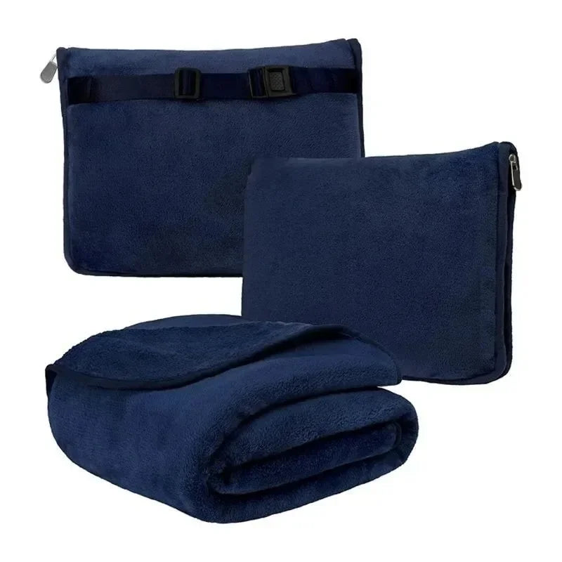 Coral Fleece Airplane Blankets Soft Warm Fluffy Multi Functional Portable Cuddle Cution Pillow 2 in 1 Travel Blankets Watra