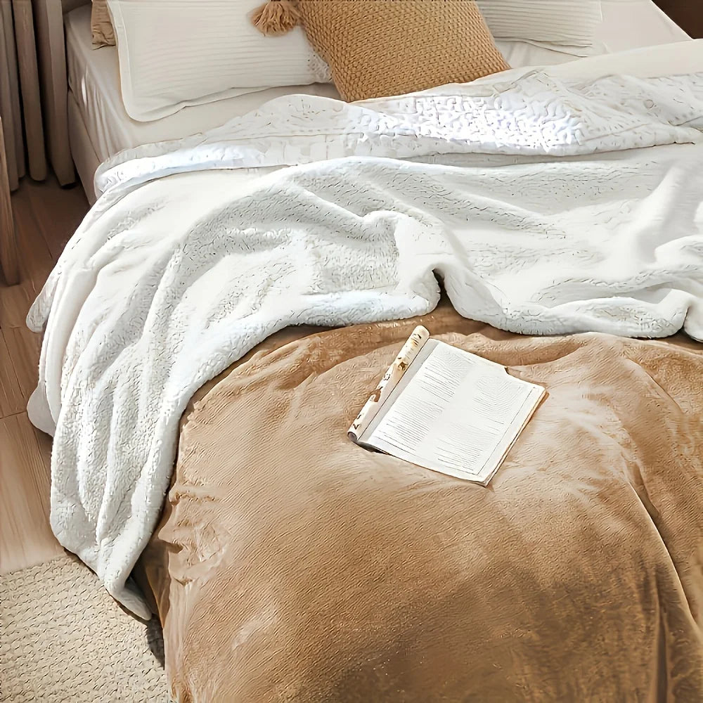 Sherpa Fleece Bed Blanket Twin Size Super Soft Fuzzy Plush Warm Cozy Fluffy Microfiber Couch Throw Velvet Double Reversible 5Lbs Watra