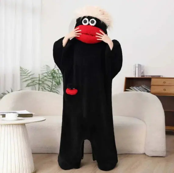 Cartoon Big Mouth Monster Cute Funny Onesie Pajamas Thickened Coral Fleece Homewear For Couples Men Women Autumn Winter Pajamas Watra