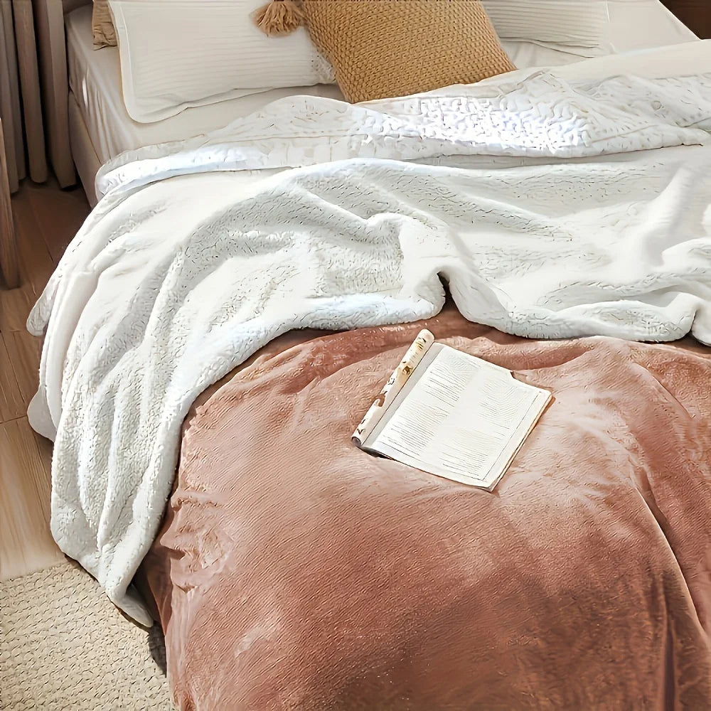 Sherpa Fleece Bed Blanket Twin Size Super Soft Fuzzy Plush Warm Cozy Fluffy Microfiber Couch Throw Velvet Double Reversible 5Lbs Watra