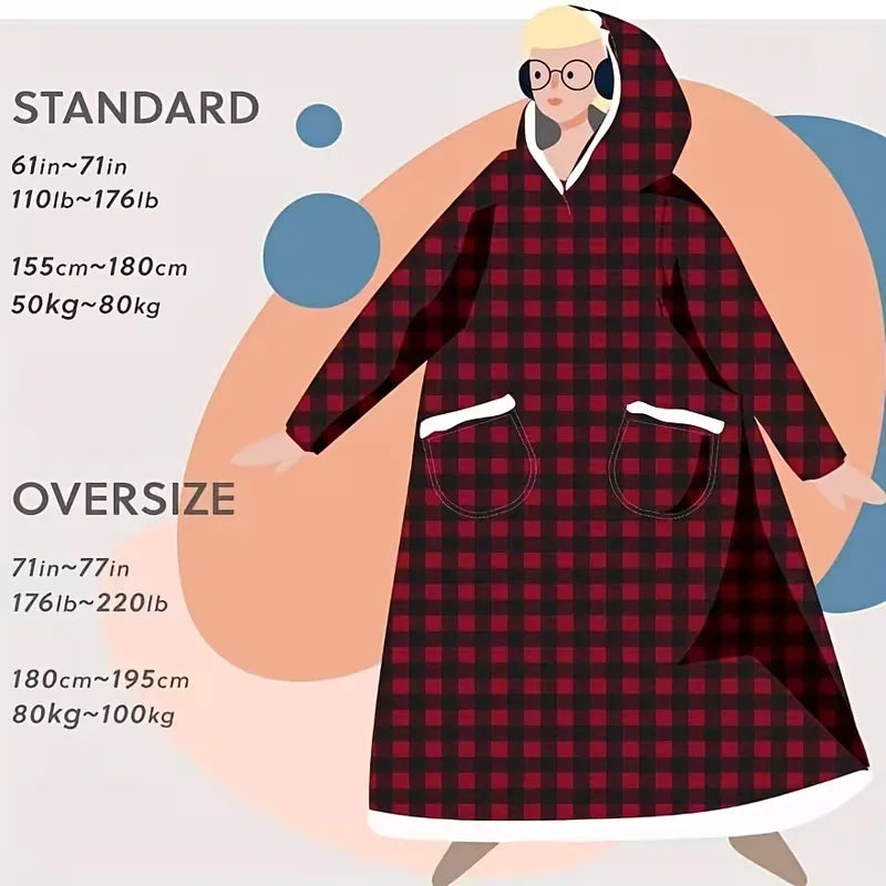 Super Long Flannel Blanket with Sleeves Winter Hoodies Sweatshirt Women Men Pullover Fleece Giant TV Blanket Oversized Watra