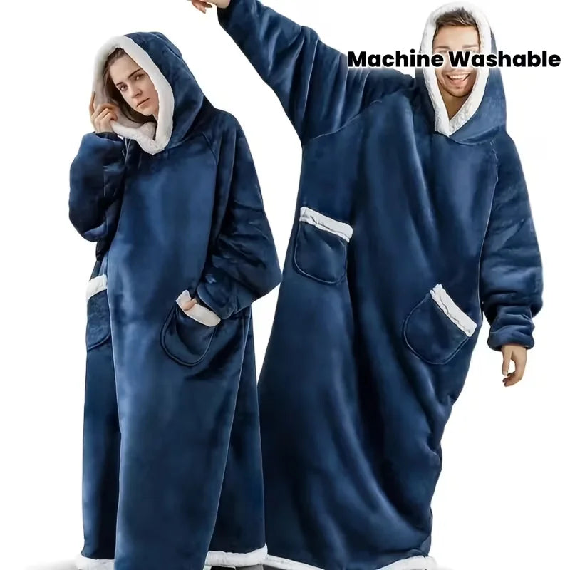 Super Long Flannel Blanket with Sleeves Winter Hoodies Sweatshirt Women Men Pullover Fleece Giant TV Blanket Oversized Watra