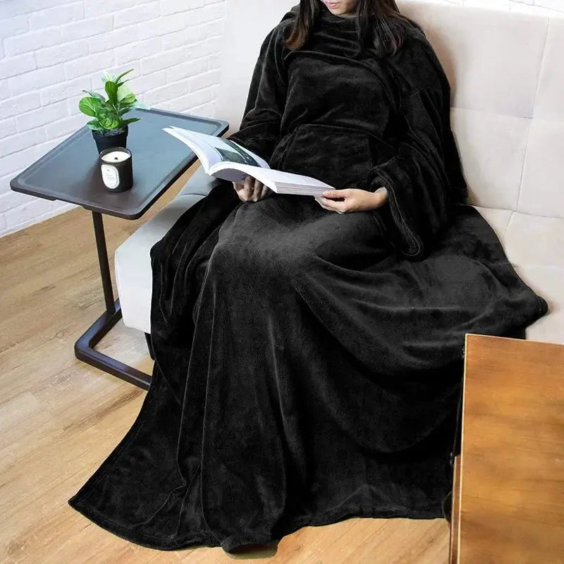 Home Wearable Adult Blanket Large Pocket Multifunctional Lazy Sleeve Blanket Antistatic Flannel Blanket TV Sofa Blanket Watra