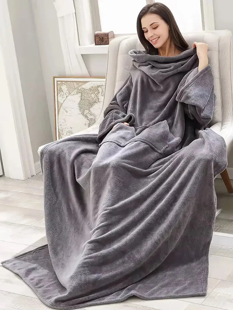 Home Wearable Adult Blanket Large Pocket Multifunctional Lazy Sleeve Blanket Antistatic Flannel Blanket TV Sofa Blanket Watra