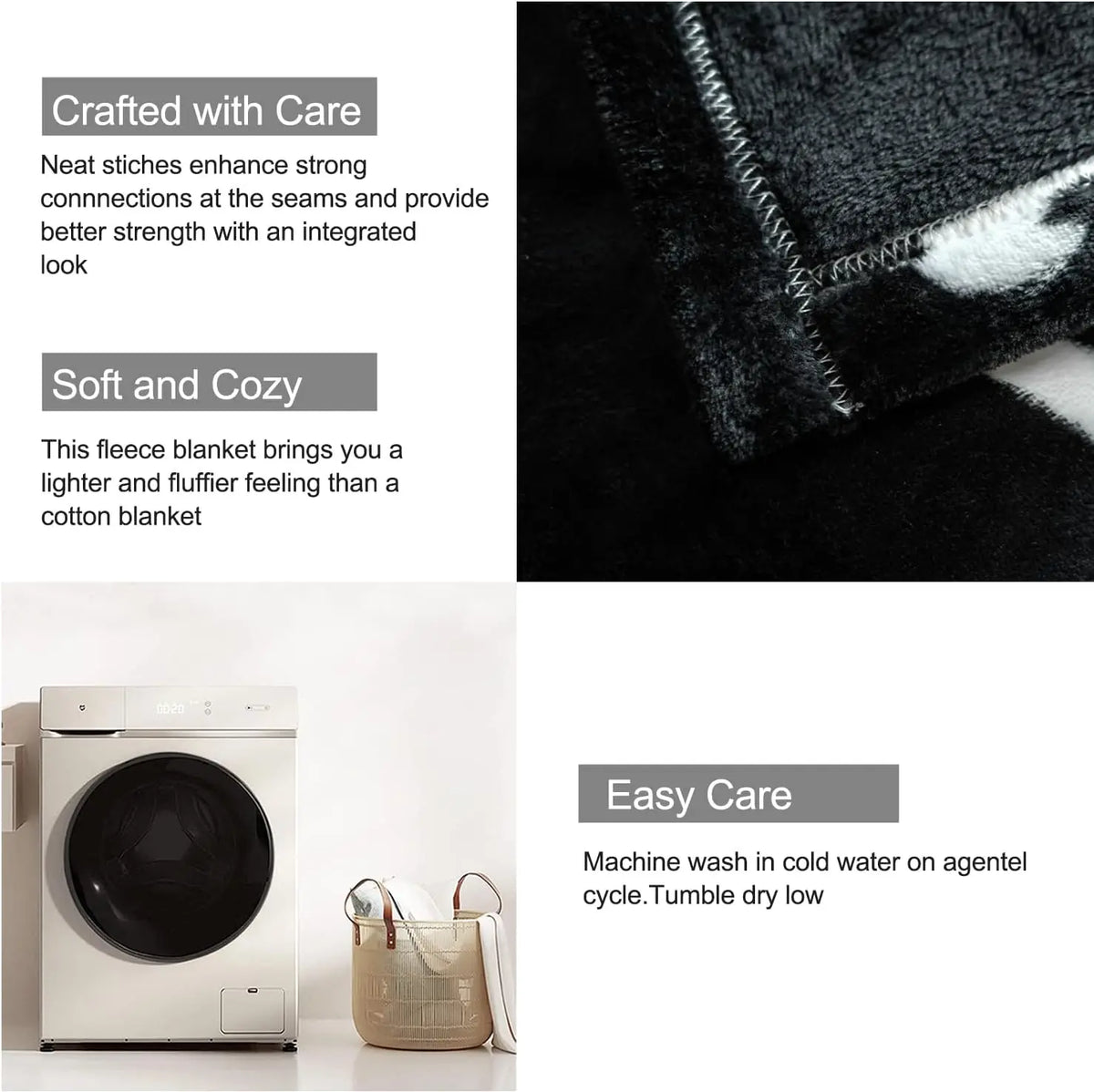Simple White Cat Paw Bone Pattern Warm Fleece Blanket, Thick Soft Fabric for Travel Living Room Bed Cold Weather Warm Retention Watra