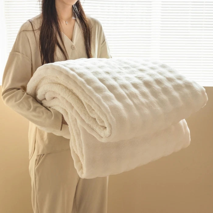 Solid Color Warm Soft Flannel Rabbit Fur Blanket Nap Cover Blanket Cozy Sofa Blanket Coral Fleece Cover Great For Bedroom Watra