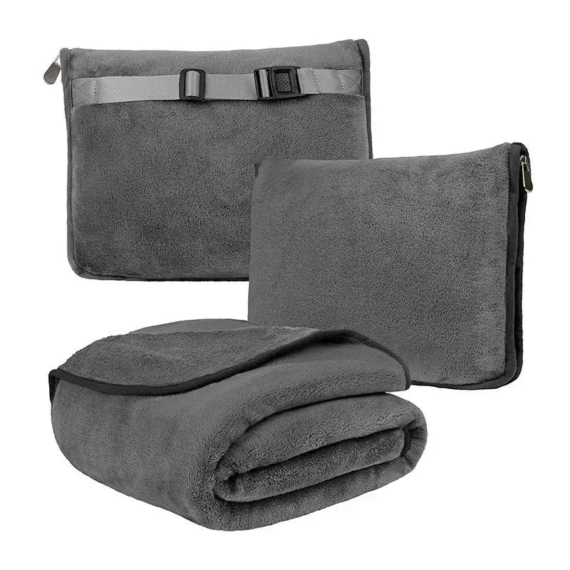 Coral Fleece Airplane Blankets Soft Warm Fluffy Multi Functional Portable Cuddle Cution Pillow 2 in 1 Travel Blankets Watra