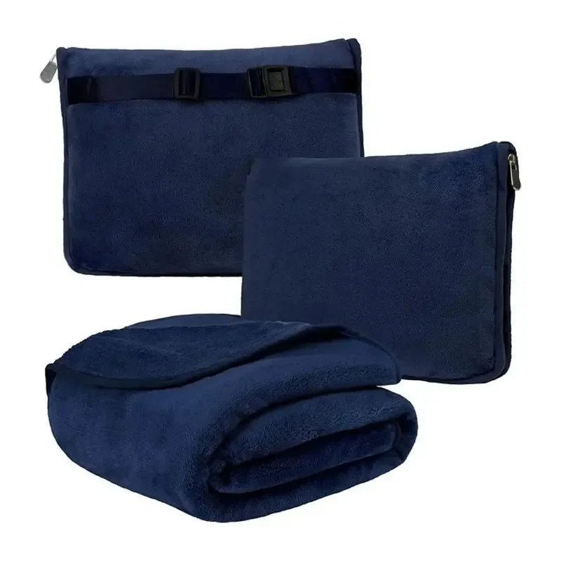 Coral Fleece Airplane Blankets Soft Warm Fluffy Multi Functional Portable Cuddle Cution Pillow 2 in 1 Travel Blankets Watra