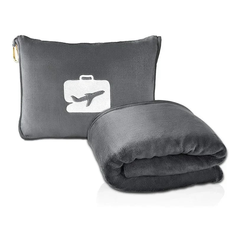 Coral Fleece Airplane Blankets Soft Warm Fluffy Multi Functional Portable Cuddle Cution Pillow 2 in 1 Travel Blankets Watra