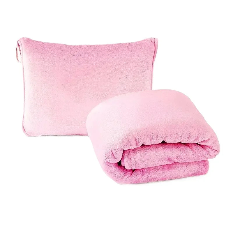 Coral Fleece Airplane Blankets Soft Warm Fluffy Multi Functional Portable Cuddle Cution Pillow 2 in 1 Travel Blankets Watra