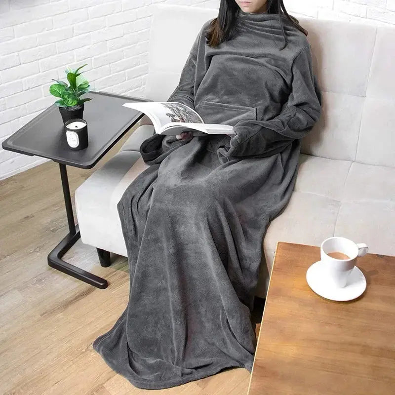 Home Wearable Adult Blanket Large Pocket Multifunctional Lazy Sleeve Blanket Antistatic Flannel Blanket TV Sofa Blanket Watra