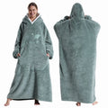 Extra Long Wearable Blankets Winter Flannel Hooded Blanket with Full Sleeves Men Women Cozy Soft Throw Adult TV Blanket Watra