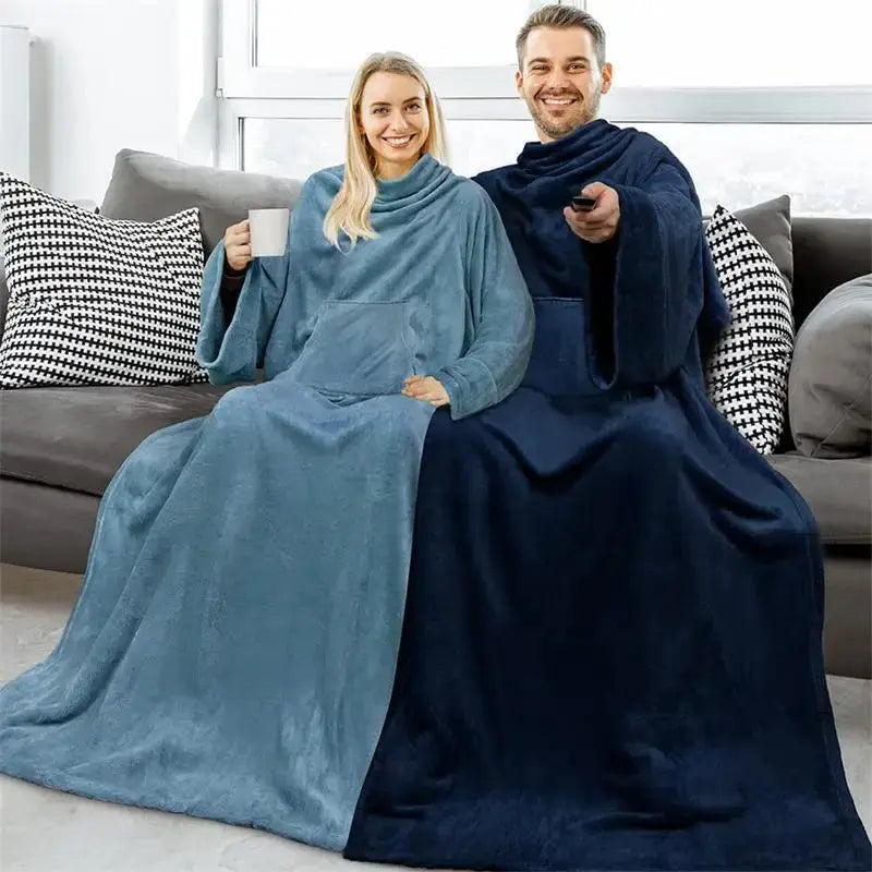 Home Wearable Adult Blanket Large Pocket Multifunctional Lazy Sleeve Blanket Antistatic Flannel Blanket TV Sofa Blanket Watra
