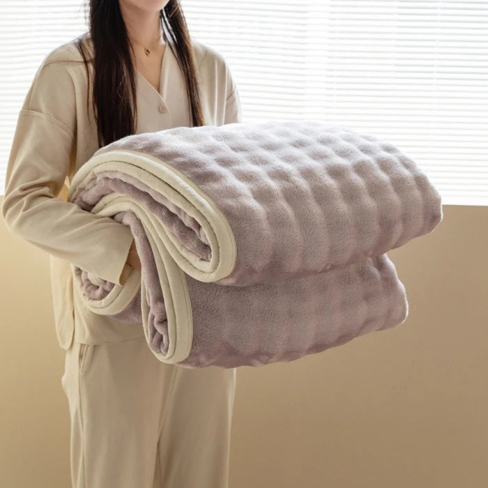 Solid Color Warm Soft Flannel Rabbit Fur Blanket Nap Cover Blanket Cozy Sofa Blanket Coral Fleece Cover Great For Bedroom Watra