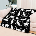 Simple White Cat Paw Bone Pattern Warm Fleece Blanket, Thick Soft Fabric for Travel Living Room Bed Cold Weather Warm Retention Watra