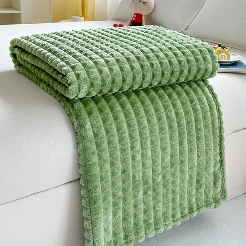 Solid Color Imitation Fur Plaid Flannel Blanket Winter Office Nap Blanket Air Conditioner Blanket Sofa Blanket Watra